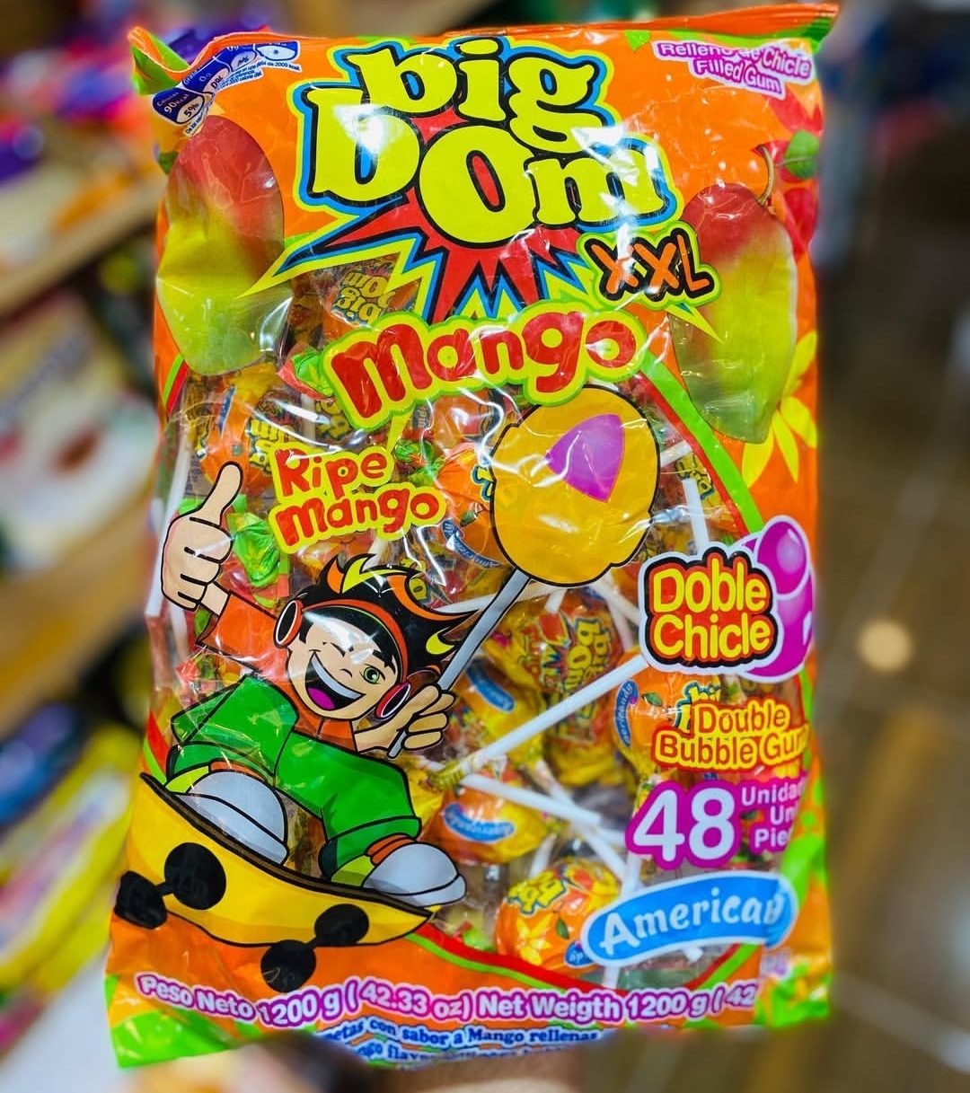 آبنبات چوبی بیگ بوم طعم انبه بسته ۴۸ عددی ۱۲۰۰ گرم