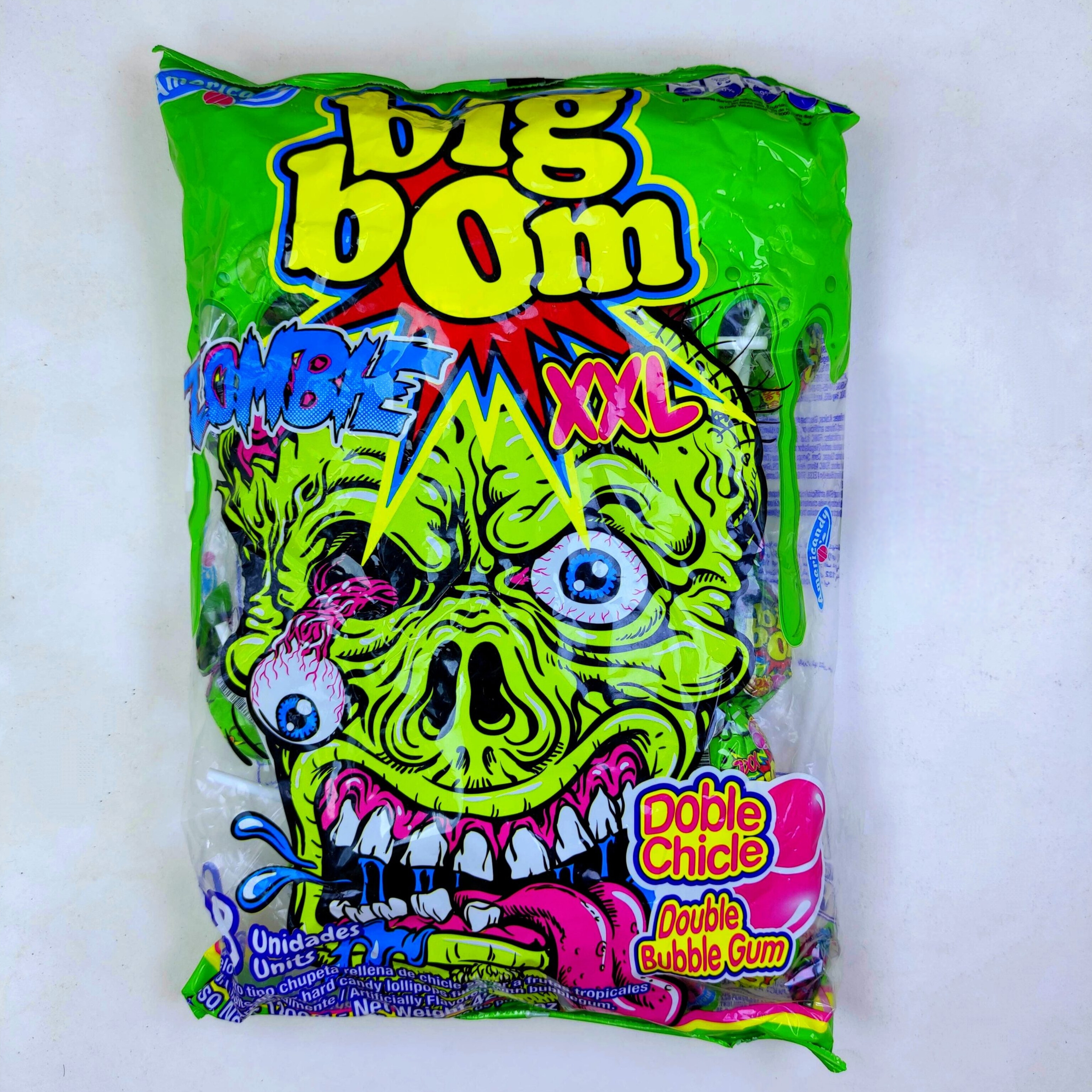 آبنبات چوبی بیگ بوم مدل زامبی بسته ۴۸ عددی وزن ۱۲۰۰ گرم