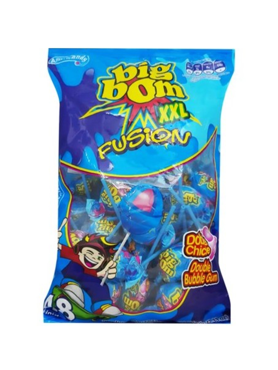 آبنبات چوبی بیگ بوم فیوژن ۲۵ گرم بسته ۴۸ عددی