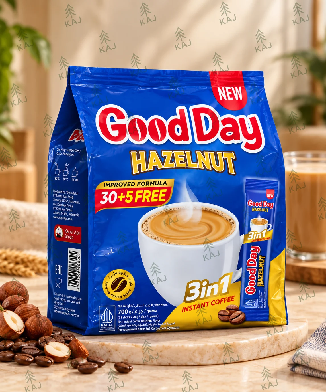 کافی میکس گوددی 3 در 1 فندقی بسته 35 عددی
